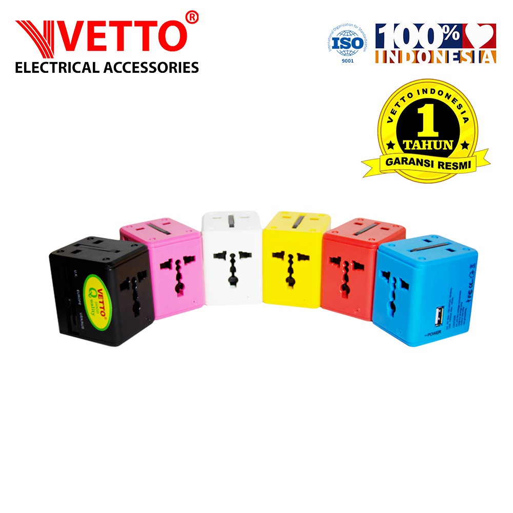 VETTO V8995 Universal Travel Adaptor + USB Port