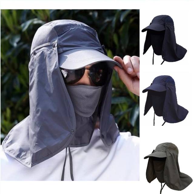 Topi Mancing - Topi Outdoor - Topi Masker - Topi Anti Uv