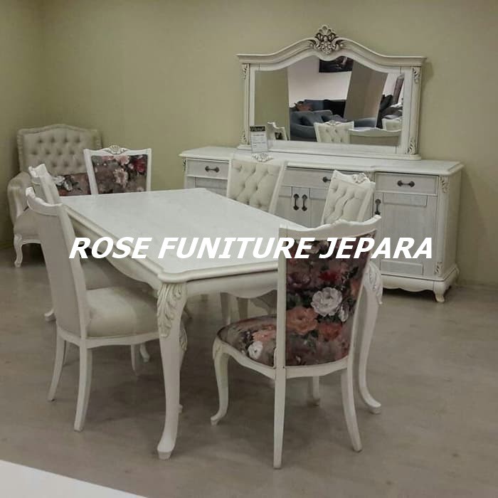 meja makan shabby duco, meja makan mewah jepara, mebel jepara