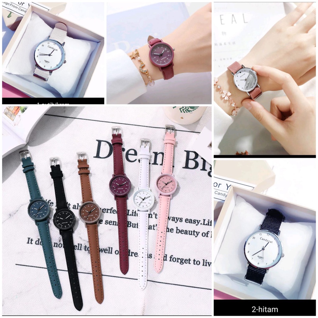 TERBARU JAM TANGAN WANITA Korea Kulit DAN CANDY CAT NYLON