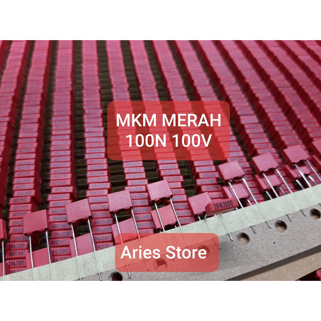 Capasitor mkm 100n 100v merah 104 100v