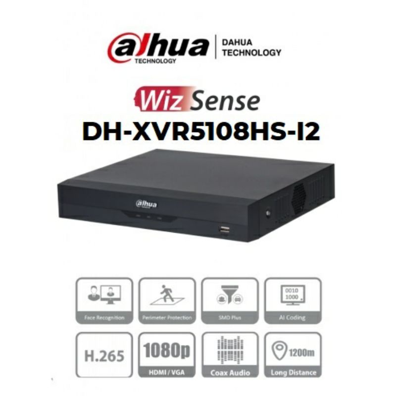 DVR 8 CHANNEL DAHUA XVR5108HS-i2 Up To 5MP Support Face Recognition ORIGINAL DAHUA GARANSI 2 TAHUN