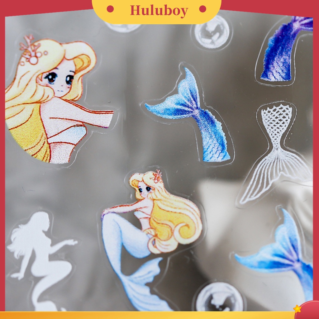 Huluboy Huluboy♡ Stiker Kuku 3D Motif Ukir Mermaid Warna Pink Untuk Wanita