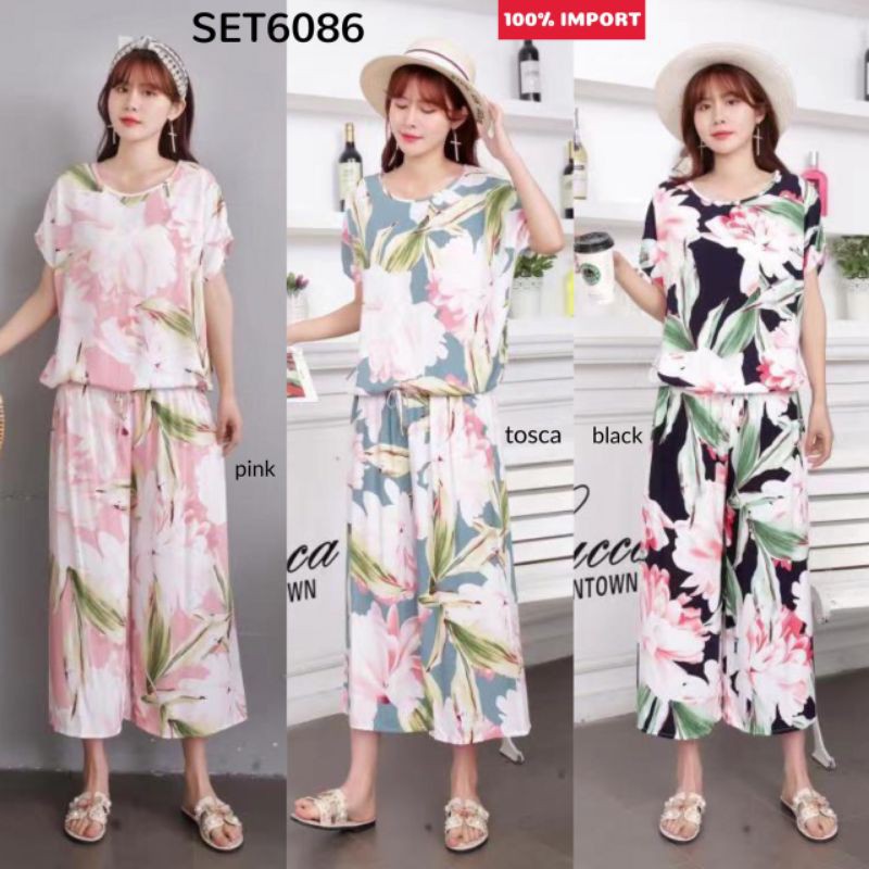 IMPORT Flower Cozy Homewear Set Top & Pants SET6086