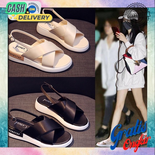 Wedges Wanita Sand Terbaru New Emory Camaya Import Origina Du94 Oz358 Sandal Wedges Wanita Crocod Vh