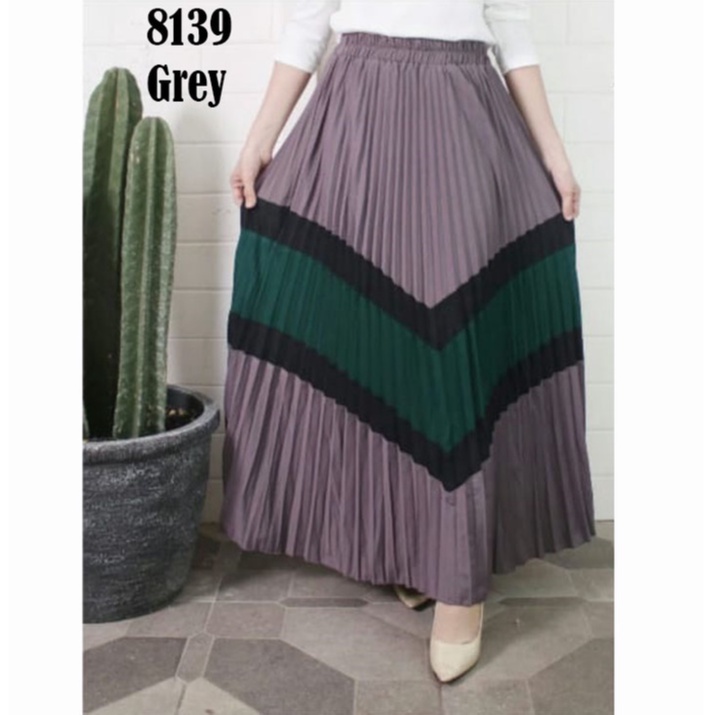 Rok Plisket - Rok Wanita Combi Warna