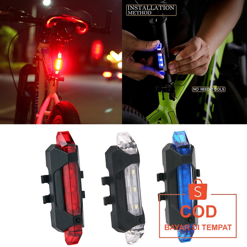 ✅COD Lampu Led Cas Variasi 4 Mode Aksesoris Sepeda Lipat Gunung Anak Dewasa Tumblr Hias Emergency Lamp Strip Depan Belakang Original Murah