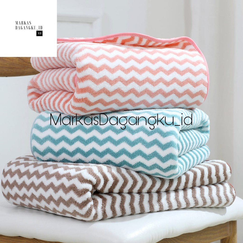 Handuk Mandi Dewasa Quick Dry Microfiber Bermotif Zig Zag 70x140 Serap Air Premium Quality