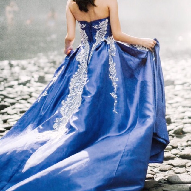 Royal Blue Prewedding Dress Party Night Gown Gaun Malam Pesta
