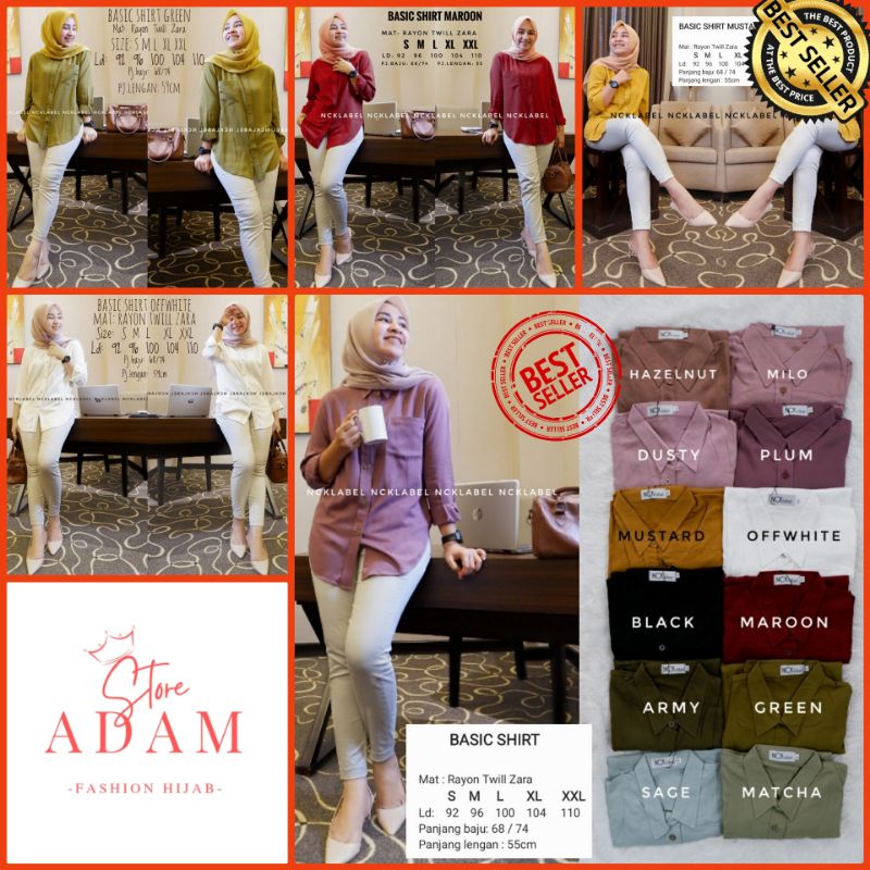 [[ BISA COD ]] BASIC SHIRT + NAJWA TUNIK  RAYON TWILL ZARA BY NCK Label ORIGINAL BERLABEL PREMIUM BA