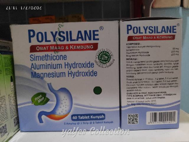 Polysilane obat maag kembung perut pil kunyah 1 strip 8 tablet polisilen polycilane mag