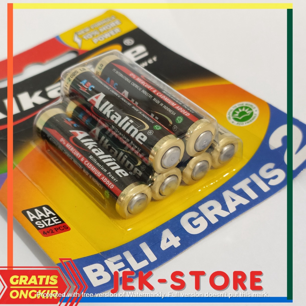 BATU BATTERY BATREI ORIGINAL ABC ALKALINE AAA A3 ISI 6PCS ABC A3