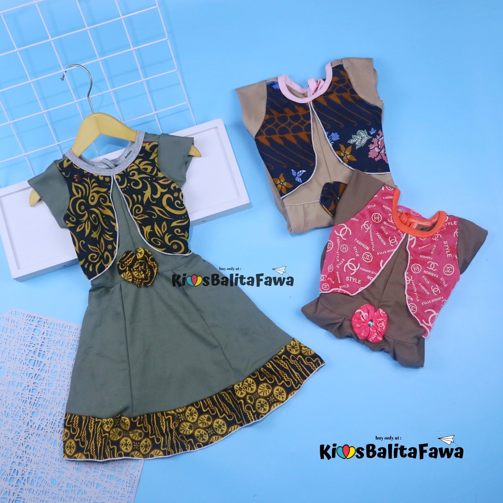 Dress Joana uk 1-2 Tahun / Dres Gaun Brukat Import Anak Perempuan Murah Baju Lengan Pendek Cewek