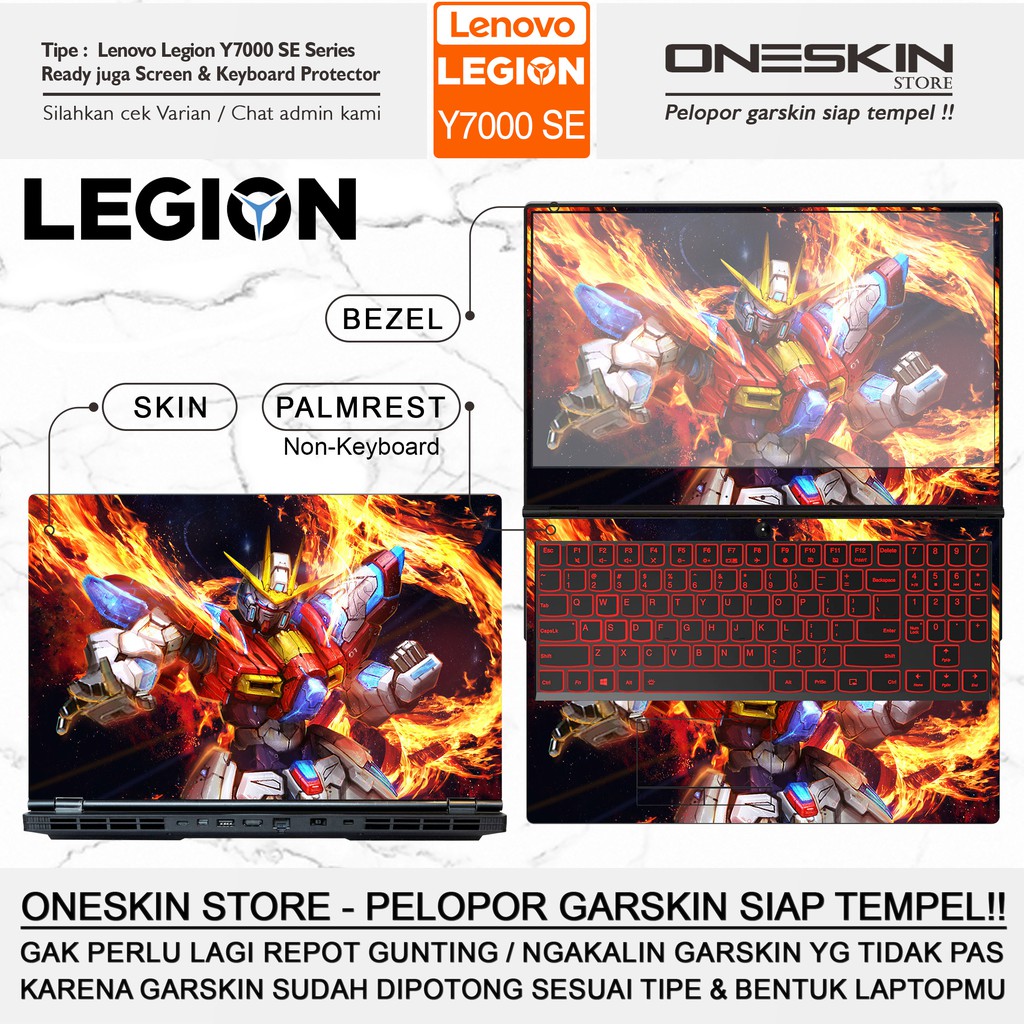 Garskin Sticker Laptop Pelindung Screen Keyboard Protector Lenovo Legion Y7000 SE Y740-15 15IRHg Y740S-15 15IMH Gambar Full Body Silikon Bening Glossy