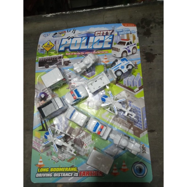 mainan anak mobil polisi set papan bahan plastik isi (12)