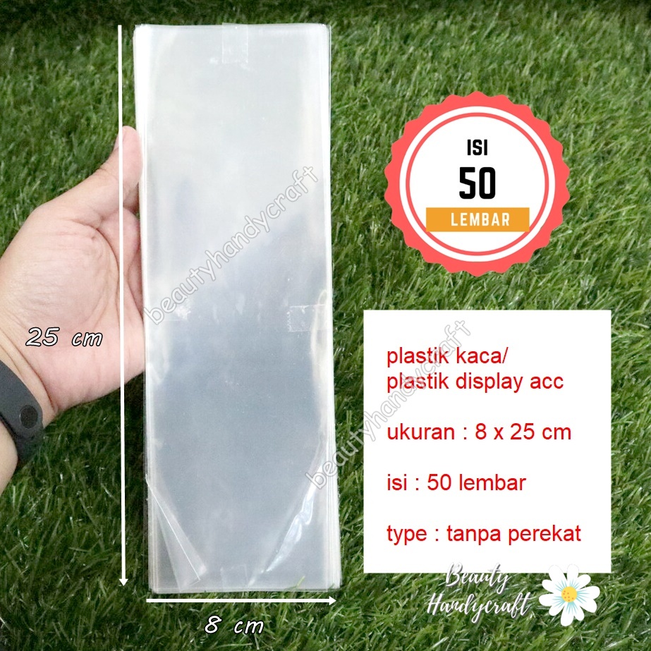 Plastik kaca 8x25 cm tanpa perekat /50