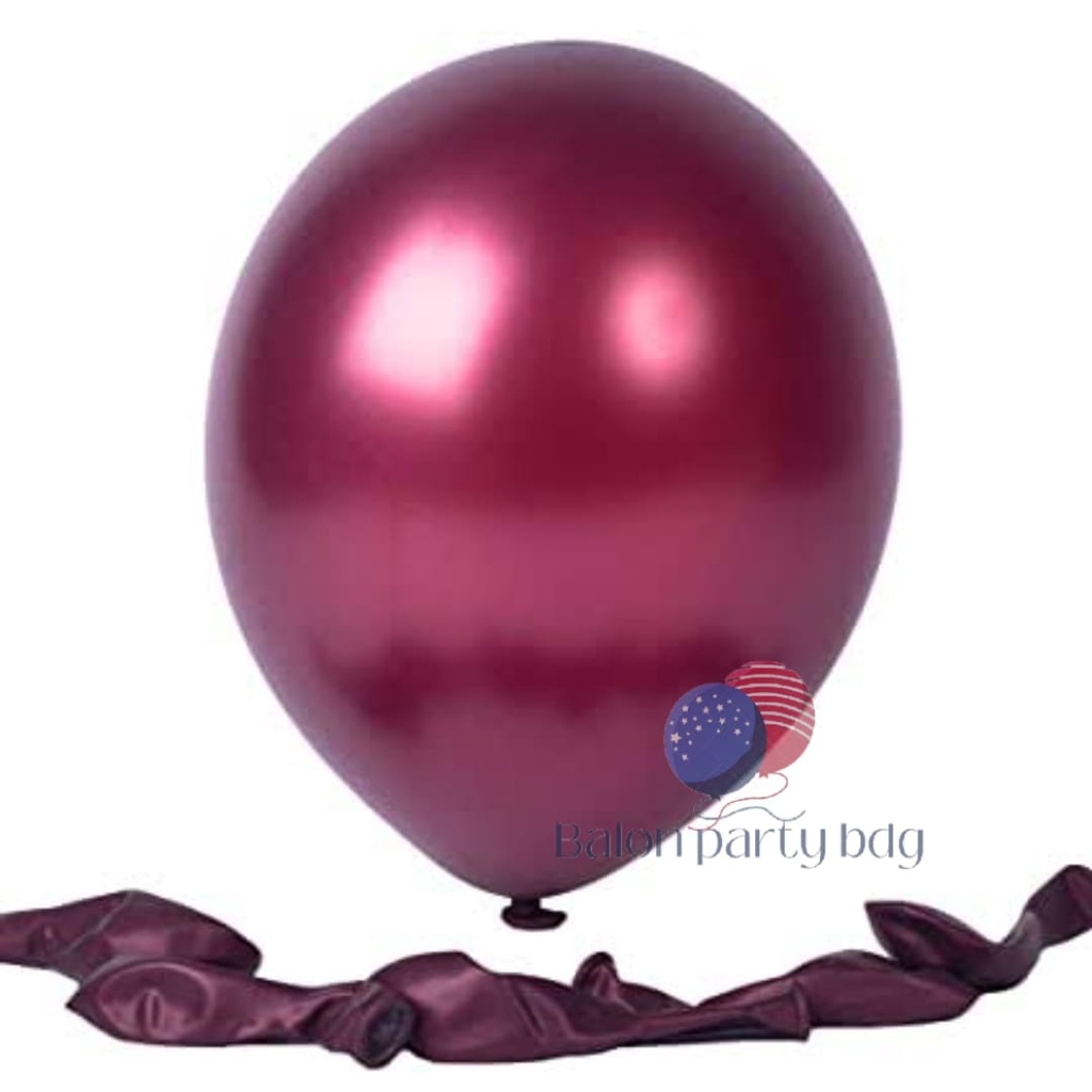Jual Balon Metalik Warna Burgundy (Satuan) / Balon Ulang Tahun / Balon