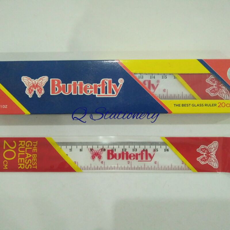

Penggaris plastik mika bening 20 cm Butterfly