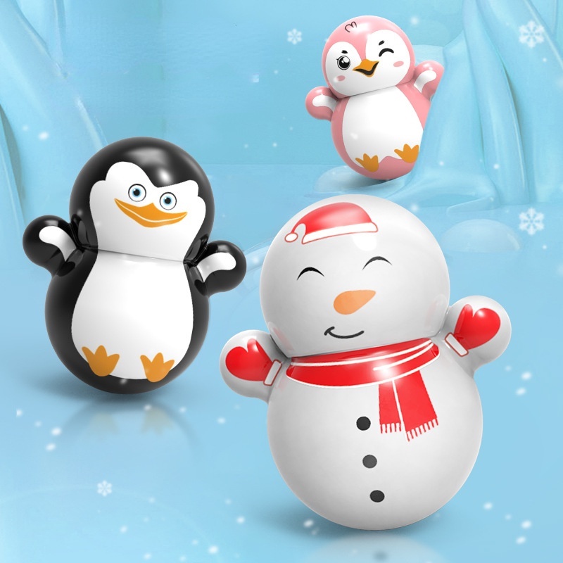 (Baby) Mainan Edukasi Tumbler Bentuk Penguin / Snowman Untuk Anak-Anak