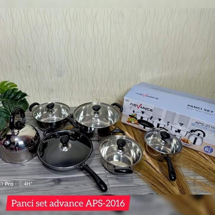 Panci Set Stainles Steel Advance 6 Pcs APS 2016 1SET Dengan Tutup Kaca(1SET ISI 6PCS)22