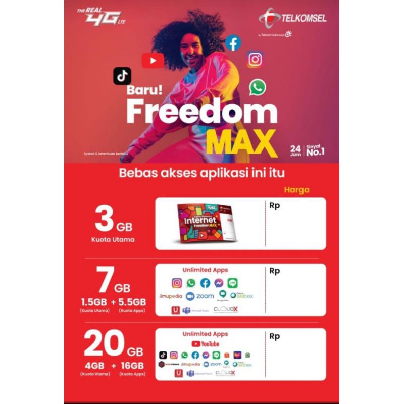 Telkomsel Perdana 7gb Freedom Max Shopee Indonesia