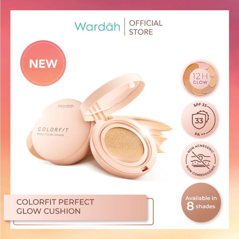 Wardah Colorfit Perfect Glow Cushion SPF 33 PA++ - Bedak Tahan 12 Jam Cushion Wardah