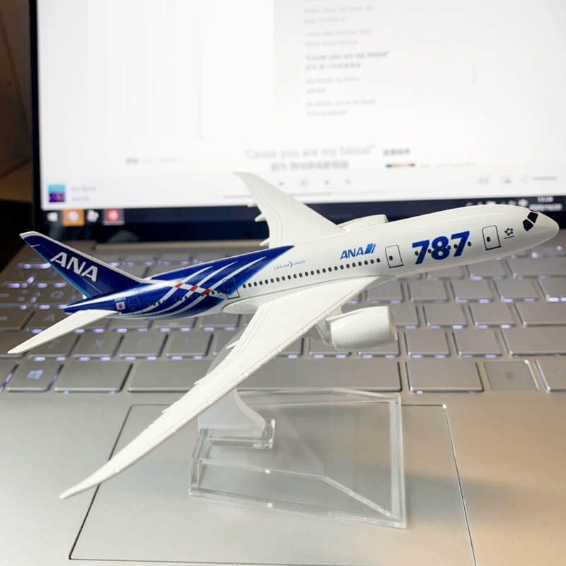 Model Pesawat Terbang Jepang Nippon Boeing 787 ANA B787 Die-cast Bahan Metal Ukuran 16CM