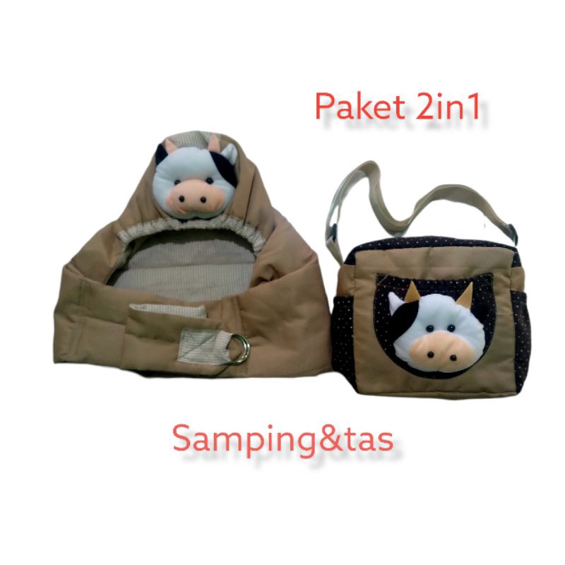 tas boneka plus gendongan samping kerut sapi