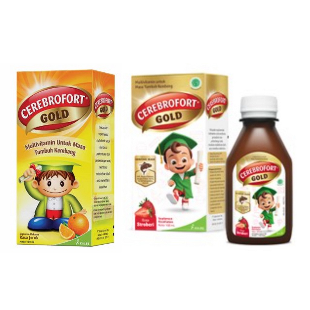 CEREBROFORT GOLD 100 ML Rasa Jeruk dan Strawberry - Vitamin Suplemen Anak Daya Tahan Tubuh