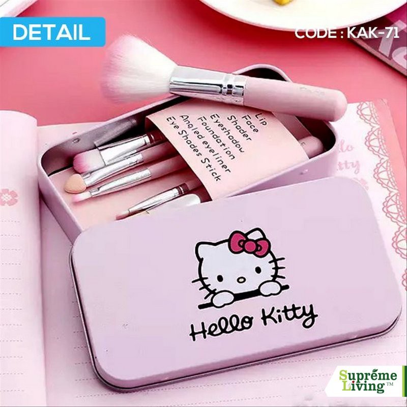 7 Pcs Kuas Hello Kitty Mini Makeup Brush Kaleng