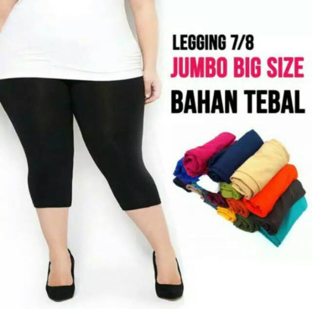 Legging Jumbo 7/8 Bahan Spandex (Licin) / Legging Jumbo Bawah Lutut