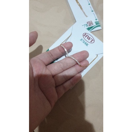 Gelang serut permata putih listring emas asli 375 8k fashion simple jumbo