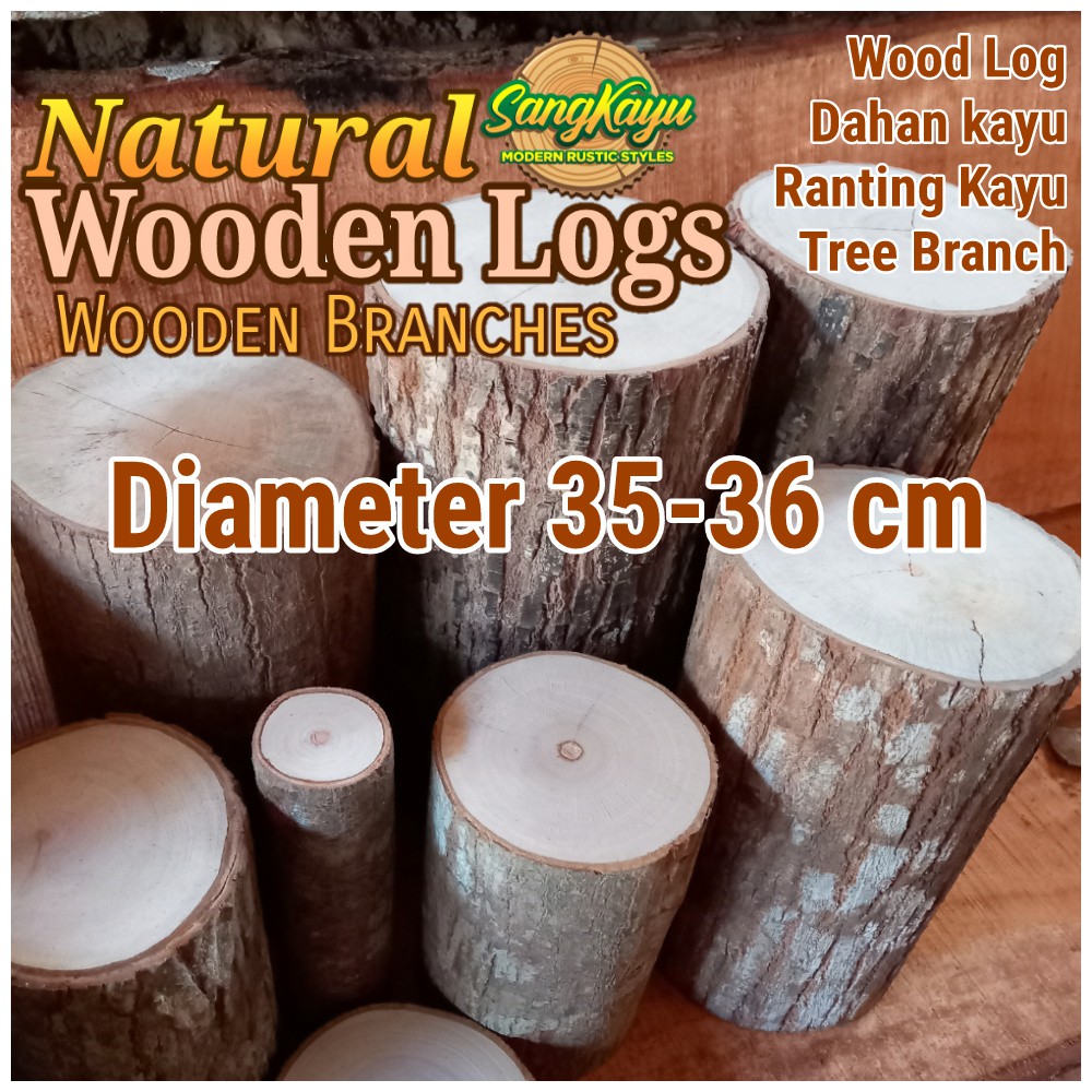 Kayu log kayu wood Dm 35-36 cm talenan bahan meja samping dekorasi