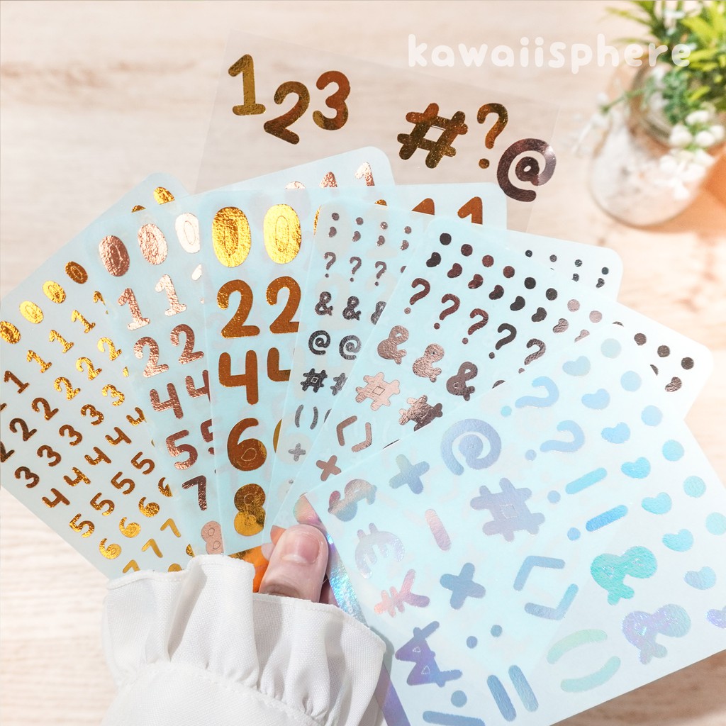 

Number / Symbol Foiled Stickers Kawaiisphere | Gold/Silver/Rose Gold/ Hologram Foil | Stiker Angka