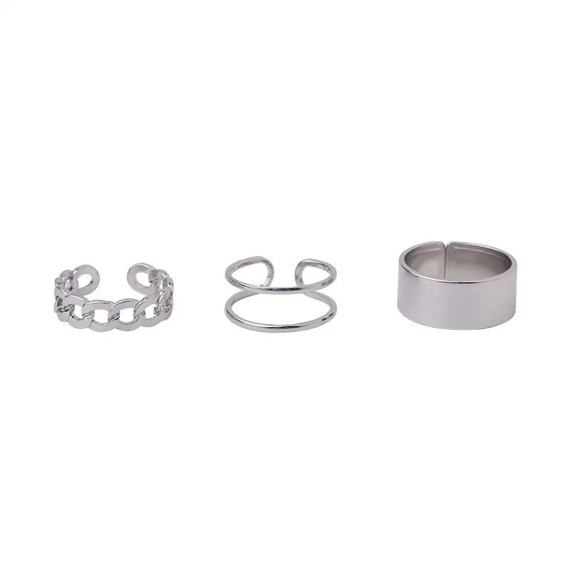 Shuling Hip-hop Ring Chain Buckle Joint Ring 3 Pcs Tail Rings