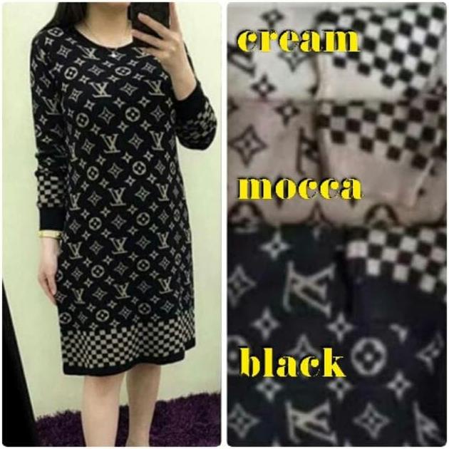 promo BLOUSE ATASAN TUNIK LV ALLOVER IMPORT / BAJU ATASAN RAJUT