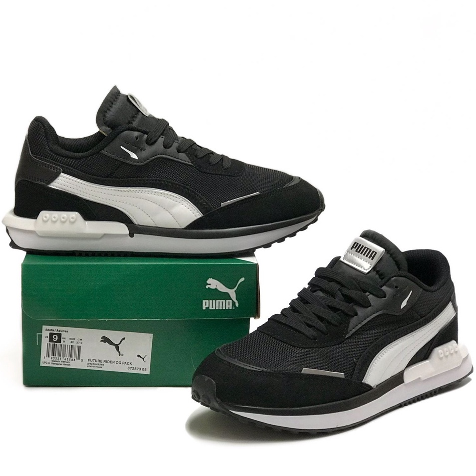 ES (BAYAR DITEMPAT) MURAH BANGET SEPATU PUMA FUTURE RIDER OG PACK BLACK WHITE PREMIUM MIRROR BNIB VI