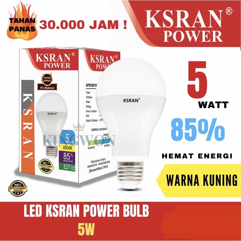 KSRAN Lampu LED 5 watt POWER - Kuning BULB