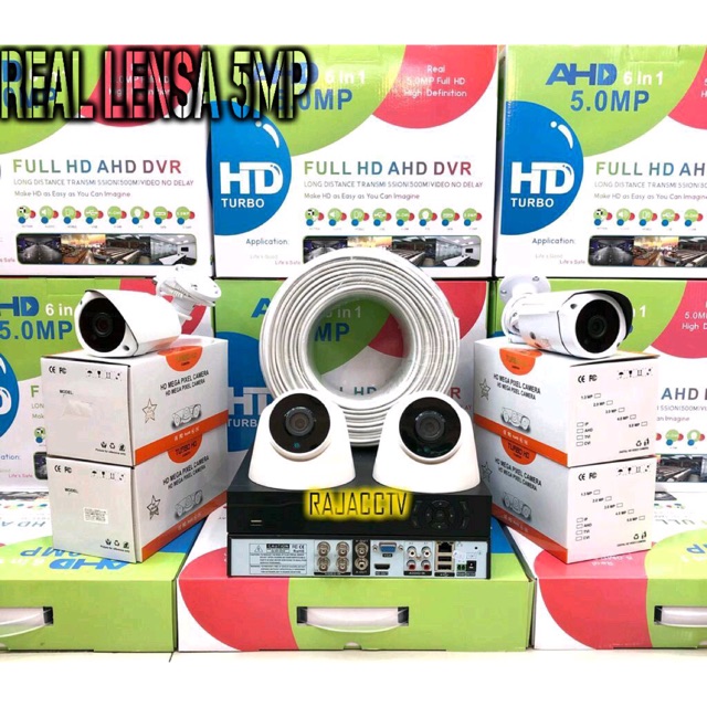 PAKET CCTV 4CHANNEL 4CAMERA 4CHANNEL 4KAMERA  Full HD LENS 5MP KOMPLIT TINGGAL PASANG BOSKU