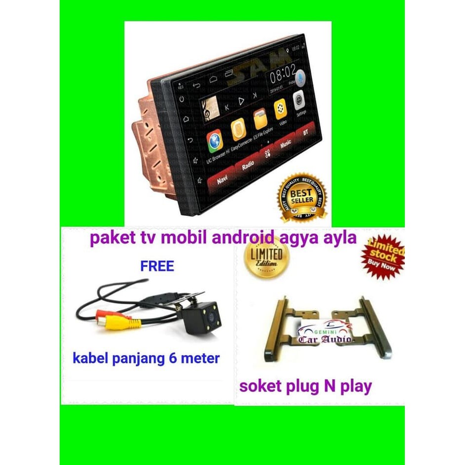 paket tape mobil head unit android mobil agya-ayla aksesoris mobi