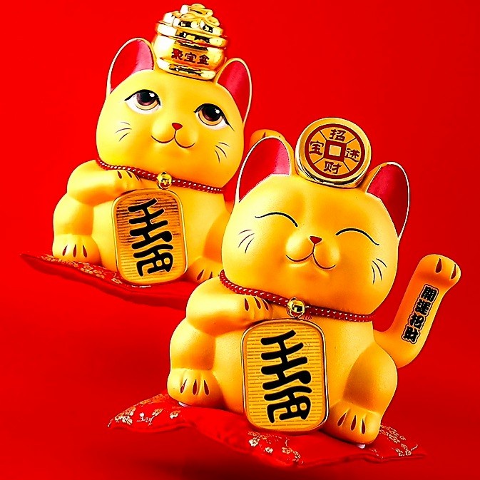 Kucing Maneki Gold TERBARU Pajangan Kucing Nepang Maneki Neko Keramik Harga Grosir Termurah