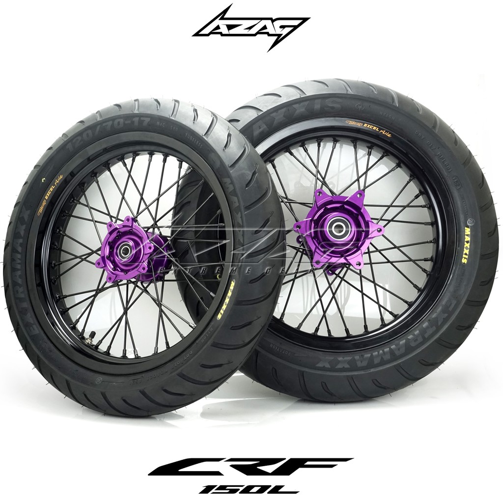 BAN SET SUPERMOTO HONDA CRF 150L MAXXIS TROMOL CNC RUJI TK TUBLESS