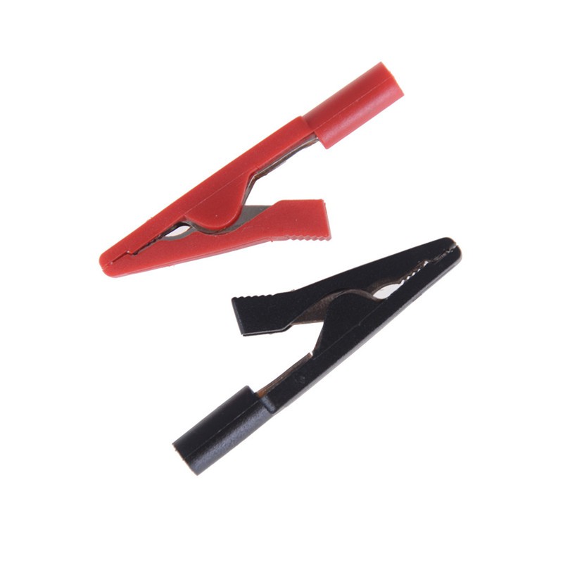 2Pcs Penjepit Buaya Insulasi Tinggi 2mm Warna Hitam + Merah