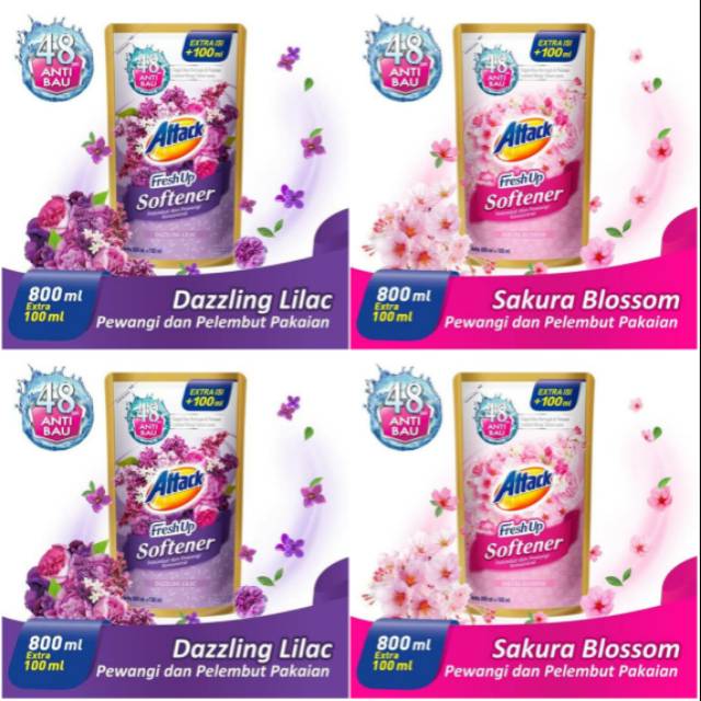 Attack Fresh Up Softener Pelembut & Pewangi 800ml+100ml