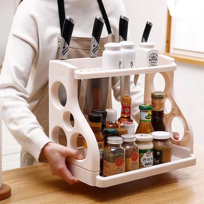 rak wadah bumbu dapur 2 plastik susun
