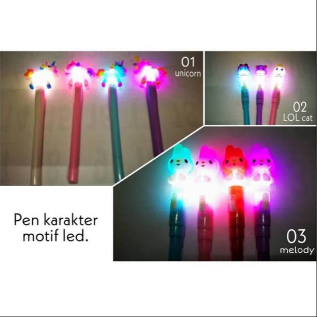 

Pulpen LED / Pen Gel Lucu LED lampu Karakter