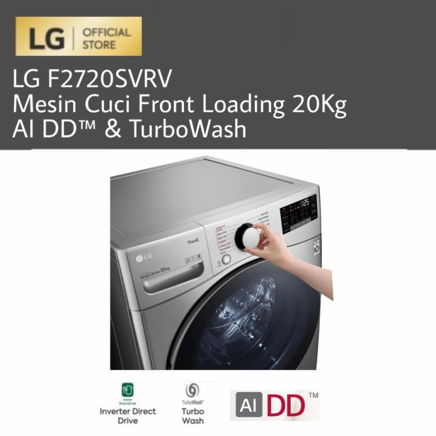 LG F2720SVRV Mesin Cuci Front Loading 20Kg AI DD™ &amp; TurboWash