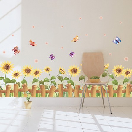 RELIZA WALL STICKER PAGAR BUNGA MATAHARI SUN FLOWERS STIKER DINDING XL7178