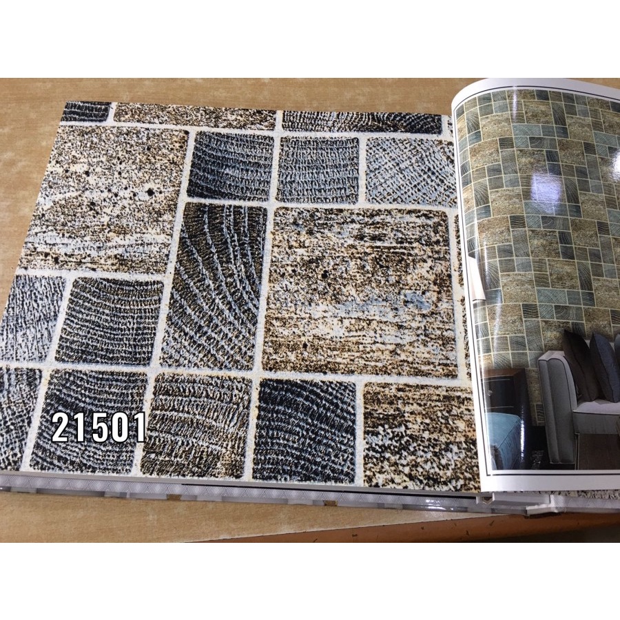 WALLPAPER DINDING MOTIF KOTAK BATU ABSTRAK 3D JADE