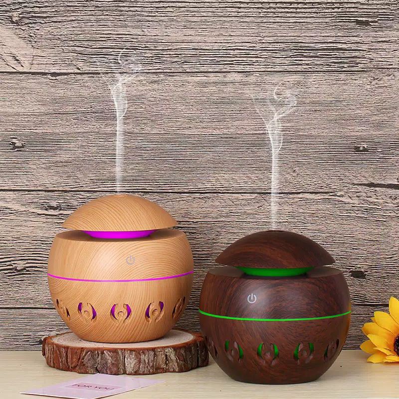 HPS  Grab medan Taffware Ultrasonic Humidifier Aroma Essential Oil Diffuser Wood Design 130ml - KJR1